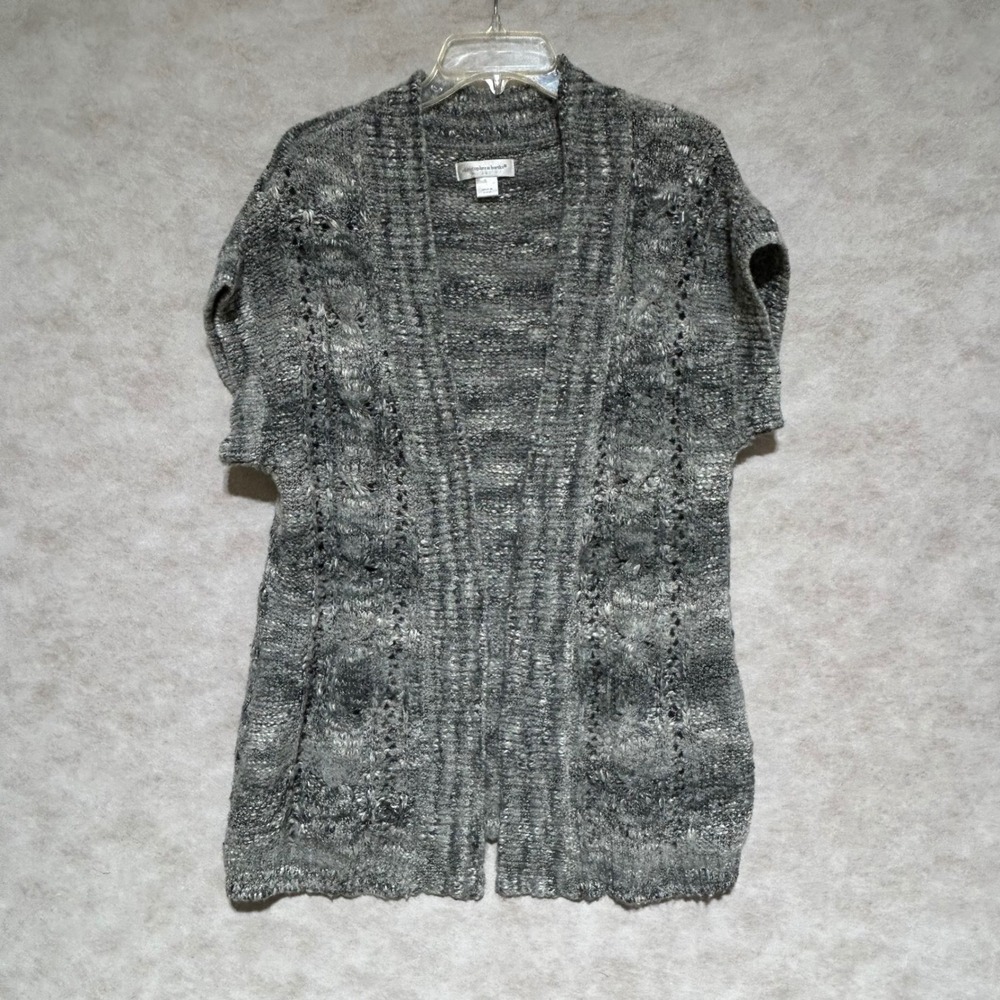 Christopher & Banks Womens Grey Marled Knit Open Front Cardigan Vest Large Wool